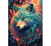 Cross Stitch Kits for Adults, Animal Wolf Color Painting Pattern,M,30 * 40cm 11CT Pre Printed Stamped Counted Cross Stitch Kits, Easy Cross Stitch Patterns, Embroidery Kits for Adults Beginners