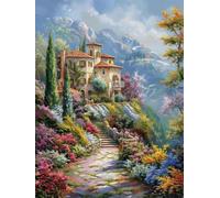 Cross Stitch Kits for Adults Beginners Full Range Cross Stitch Stamp Kit Needlepoint Kit Beginner Embroidery Kit 11CT Cross Stitch Pattern (Garden House, S,)-40X50CM
