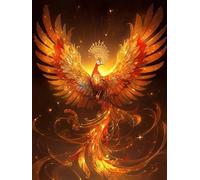 Cross Stitch Kits for Adults, Phoenix With Brilliant Feathers,F,50*70cm Stamped Cross Stitch Kit, Embroidery kit with Patterns and Instructions, Including Colored Threads and Needles Tools