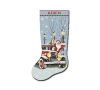Cross Stitch Kits for Adults Stamped Personalized Christmas Stockings Cute Santa Claus Red Truck Needlepoint Counted Easy Cross-Stitch Patterns for Beginners, Embroidery Kit for Holiday Home Decor DIY