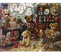 Cross Stitch Kits for Beginner Teddy Bear Playing 11CT Stamped Cross Stitch Pre-Printed Pattern Embroidery DIY Children's Adult Home Decoration 16x20 inch