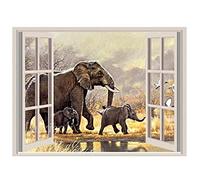 Cross Stitch Kits for Beginners Adults,Elephant Family Outside The Window,11CT Stamped 3 Strands,Easy Embroidery Cross-Stitch Needlework Home Decoration,16x20 inch
