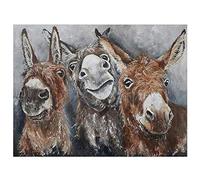 Cross Stitch Kits for Beginners Adults Pre-Printed Easy Funny Pattern UK Animal Donkey 11ct DIY Embroidery Crafts for Needle Point Starter Kit Home Decor Gift(16×20inch)