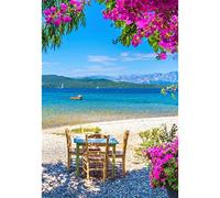 Cross Stitch Kits for Beginners Adults Pre-Printed Easy Funny Pattern UK Greek Beach 11ct DIY Embroidery Crafts for Needle Point Starter Kit Home Decor Gift(16×20inch)
