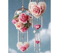 Cross Stitch Kits For Kids Beginners Cartoon Floral Wind Chime Pattern 14 Count Pre Printed Handmade Embroidery Sewing Set Needlepoint With Accessories Needlework For Home Wall Decoration 50x70cm