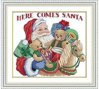 Cross Stitch Kits Here Comes Santa Awesocrafts Easy Patterns Cross Stitching Embroidery Kit Supplies Stamped