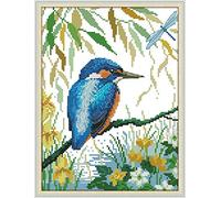 Cross Stitch Kits, Kingfisher on The Branch,Bird Awesocrafts Easy Patterns Cross Stitching Embroidery Kit Supplies Christmas Gifts, Stamped (Bird, Stamped)
