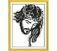 Cross Stitch Kits, Meditation Jesus Awesocrafts Easy Patterns Cross Stitching Embroidery Kit Supplies, Stamped Options for Adults Beginners Kids Gifts (Jesus, Stamped)