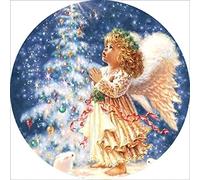 Cross Stitch Kits Stamped, OWN4B Angel Girl Christmas Tree Printed Pattern 11CT 14.2x14.2 inch DIY Embroidery Kit (Angel)