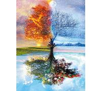 Cross Stitch Kits Stamped, OWN4B Four Seasons Tree Printed Pattern 11CT 14.2x18.1 inch DIY Embroidery Kit (Seasons)