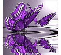 Cross Stitch Kits Stamped, OWN4B Purple Butterflies Printed Pattern 11CT 14.2x14.2 inch DIY Embroidery Kit (Butterfly)