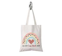 Cross Stitch Lover Gift All My Cross Stitch Boho Rainbow Design Cross Stitch Accessories Tote Bag (Cross stitch shitTote)