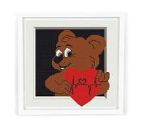 Cross Stitch Patterns for Adults, Counted Easy Modern Simple DMC Embroidery Patterns for Beginners, Cute Bear Heart Valentines Day 3 D Design, Home Decor DIY, Hobbies for Women, Digital Download