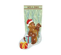 Cross Stitch Patterns for Adults, Personalized Christmas Stocking, Easy Counted Modern Simple DMC Embroidery Patterns for Beginners, Cute Bears Holiday Design DIY, Digital Download