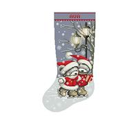 Cross Stitch Patterns for Adults, Personalized Christmas Stocking, Easy Modern Counted Baby Embroidery for Beginners, Cute Xmas Bears, Holiday Design DIY, Digital Download