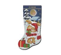 Cross Stitch Personalized Christmas Stocking Patterns for Adults, Counted Modern Easy Embroidery Chart for Beginners, Cute Bunny Rabbit Xmas Simple Holiday Design DIY, Digital Download