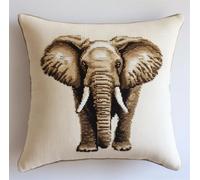 Cross Stitch Pillow Kit Elephant 17.7X17.7In(45X45Cm) Cushion Kit Needlepoint Craft Set Cushion Kit Pre Printed Handmade Cushion Cover Kit Stitched Cushion Kit Decorative For Adults Beginner