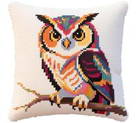 Cross Stitch Pillow Kits, Animal Owl Cross Stitch Cushion Cover 45X45cm Needlepoint Craft Set Cushion Kit pre Printed Embroidery Pillow Case