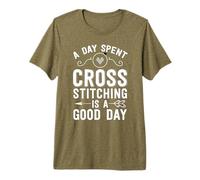 Cross Stitch Shirt Day Spent Cross Stitching is A Good Day Premium T-Shirt