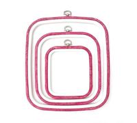 Cross Stitch Square Hoop - Nurge Embroidery Hoop (Pink, 7" x 7.85")