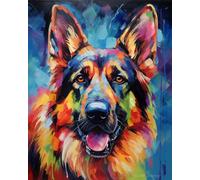 Cross-Stitch Stamped Kits, Bouncy German Shepherd Dog, Printed Cross Patterns, Embroidery Crafts Needlepoint Kit, Beginners Starter Kits, DIY Handmade Gifts 11CT 3 Strands 16x20 inch