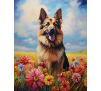 Cross-Stitch Stamped Kits, Fearless German Shepherd Dog, Cross Kits for Adults, Easy Counted Cross Kits for Beginners,16x20inch