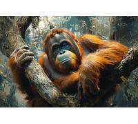 Cross-Stitch Stamped Kits, Orangutan Nesting High in Rainforest Canopy Branches, Embroidery Crafts Needlepoint Kit, Beginners Starter Kits, DIY Handmade Gifts 11CT 3 Strands 16x20 inch