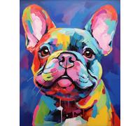 Cross-Stitch Stamped Kits, Vivacious French Bulldog Dog, DIY Designs Cross-Stitch Easy Supplies Needlework, Needlepoint Embroidery Crafts for Adults, Gift for Home Decor 16x20 inch