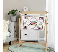 Cross Stitch Stands and Frames Adjustable Floor Stand 360 Degree Rotation Wood Embroidery Stand Frame Silk Painting Tapestry Stand and Frame DIY Craft Tool for Silk Painting Needlework Use