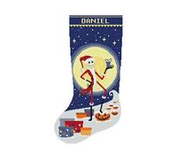 Cross Stitch Stocking Patterns for Adults, Nightmare Before Christmas,Personalized Easy Counted Simple DMC Embroidery Patterns for Beginners, Cute Moon Stars Blue Holiday Design DIY, Digital Download