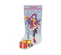 Cross Stitch Stocking Patterns for Adults, Personalized Easy Counted Simple Blue Christmas Embroidery Patterns for Beginners, Cute Anime Xmas Design DIY, Digital Download