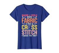 Cross Stitch T-Shirt, Women, Royal Blue, Medium