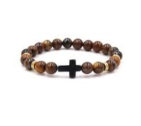 Cross Stone Beaded Bracelets for Women Men WWJD Cross Bracelet What Would Jesus Do Braided Bracelets Protection Pray Inspirational Bracelet Gift, Tiger Eye, Stone, no gemstone