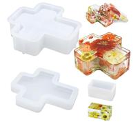 Cross Storage Box Resin Moulds, FineGood Rectangle Cube Resin Moulds Silicone DIY Cross Jar Epoxy Resin Moulds Jewelry Storage Box Candle Holder