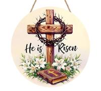 Cross Suncatchers for Windows, He is Risen Sun Catchers for Windows, 20x20CM Window Hanging, 2D Flat Hanging Garden Ornament Suncatchers, Acrylic Garden Wall Art Outdoor