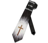 Cross Ties Mens Religious Neckties Jesus Tie for Men Faith Necktie, Black, One size