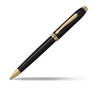 CROSS Townsend Black Lacquer Ballpoint Pen with 23CT Gold-Plated Appointments incl. Luxury Gift Box - Refillable Medium Ballpen