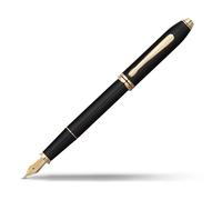 CROSS Townsend Black Lacquer Fountain Pen with 23CT Gold-Plated Appointments and Fine Nib incl. Luxury Gift Box - Refillable Cartridge Pen