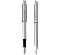 Cross Townsend Engraved Chrome Ballpen & Fountain Pen Set