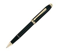 Cross Townsend Refillable Click-Off Cap Lacquer Rollerball Pen with 23 Carat Gold-Plated Appointments, Fine Ballpoint, includes Premium Gift Box and Black Gel Ink Cartridge, 1 Pack, Black