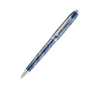 Cross Townsend Special Edition 'Year of the Snake' Ballpoint Pen (Line Width M, Ink Colour Black, Indelible, Premium Gift Box) Translucent Blue Lacquer with Chrome-Plated Engraving
