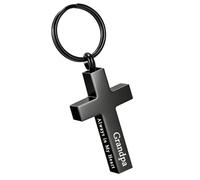 Cross Urn Keychain for Ashes for Men Women Cremation Pendant Memorial Human Ashes Jewelry, Black Grandpa