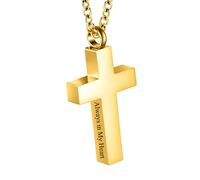 Cross Urn Necklace for Ashes for Men Women Cremation Jewelry Urns Locket Pendant Ashes Holder Memorial Jewelry-Always in My Heart, Stainless Steel, No Gemstone