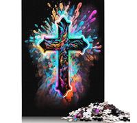Cross Watercolor Art'1000 Piece Jigsaw Puzzle Family Fun Jigsaws for Adults And Challenging Game,stress Relief Games And Unique Gifts 300pcs (40x28c