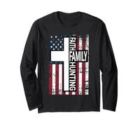 Cross with Faith Family Christian Hunting Dad Long Sleeve T-Shirt