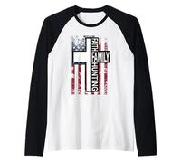 Cross with Faith Family Christian Hunting Dad Raglan Baseball Tee