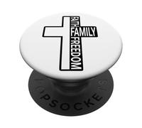 Cross with Faith Family Freedom Christian Dad PopSockets Adhesive PopGrip