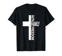 Cross with Faith Family Freedom Christian Dad T-Shirt