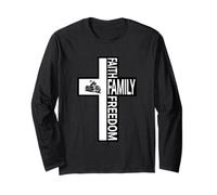 Cross with Faith Family Freedom Christian Motorcycle Dad Long Sleeve T-Shirt