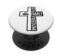 Cross with Faith Family Freedom Christian Motorcycle Dad PopSockets Adhesive PopGrip